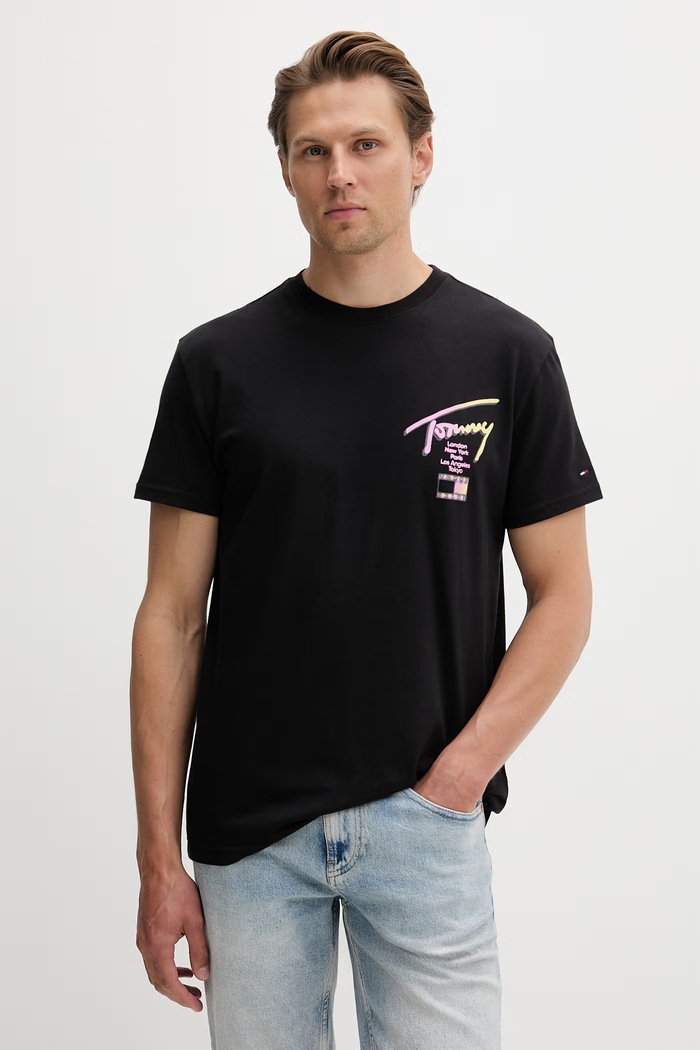 Îmbrăcăminte Tommy Jeans tricou pentru bărbați, din bumbac DM0DM23253 negru
