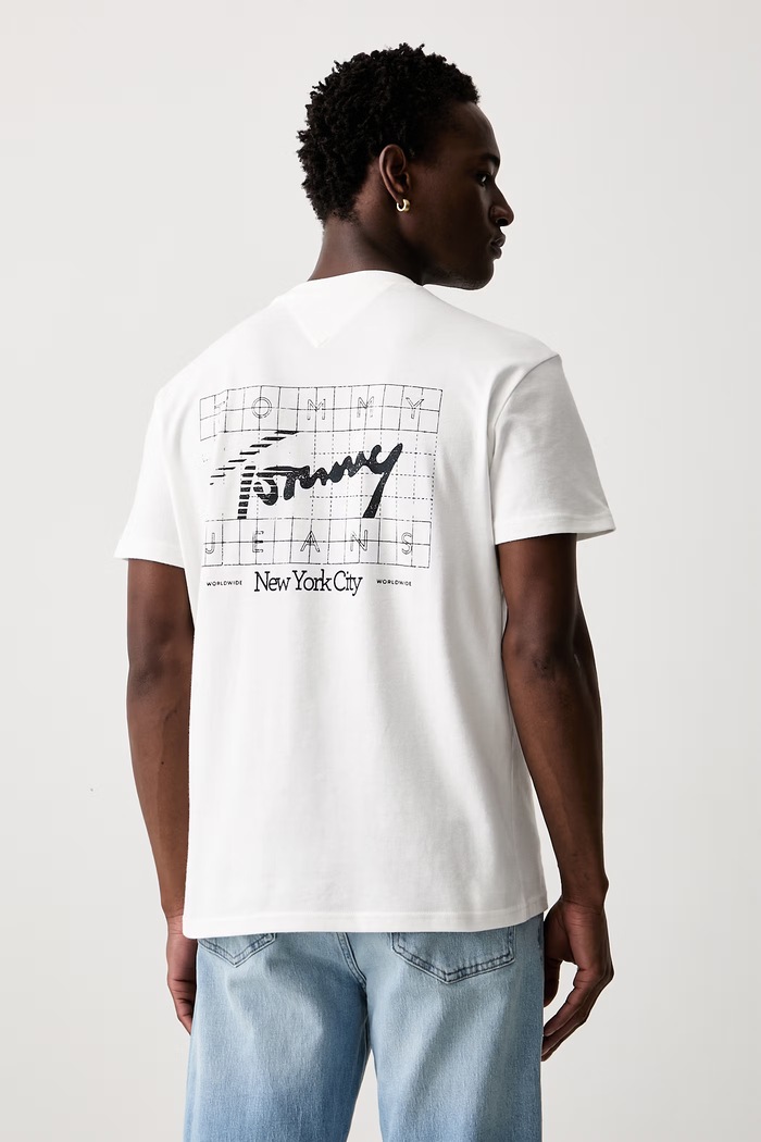 Odzież Tommy Jeans T-shirt męski bawełniany DM0DM23177 beżowy
