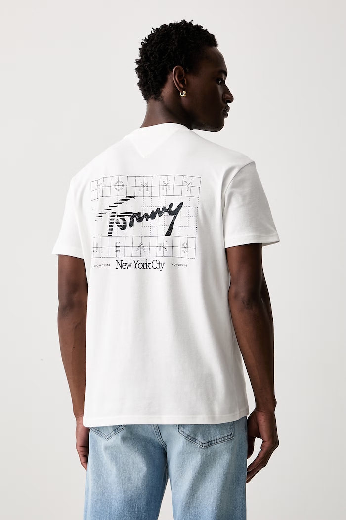 Odzież Tommy Jeans T-shirt męski bawełniany DM0DM23177 beżowy