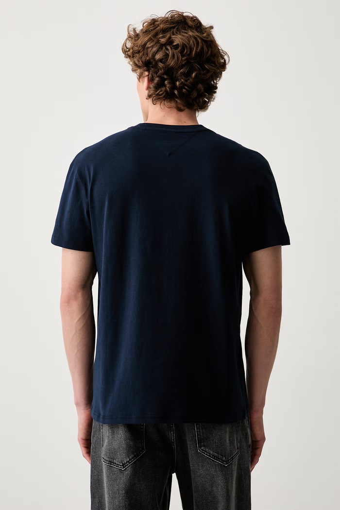 Ρούχα Tommy Jeans t-shirt ανδρικό βαμβακερό DM0DM23175 σκούρο μπλε