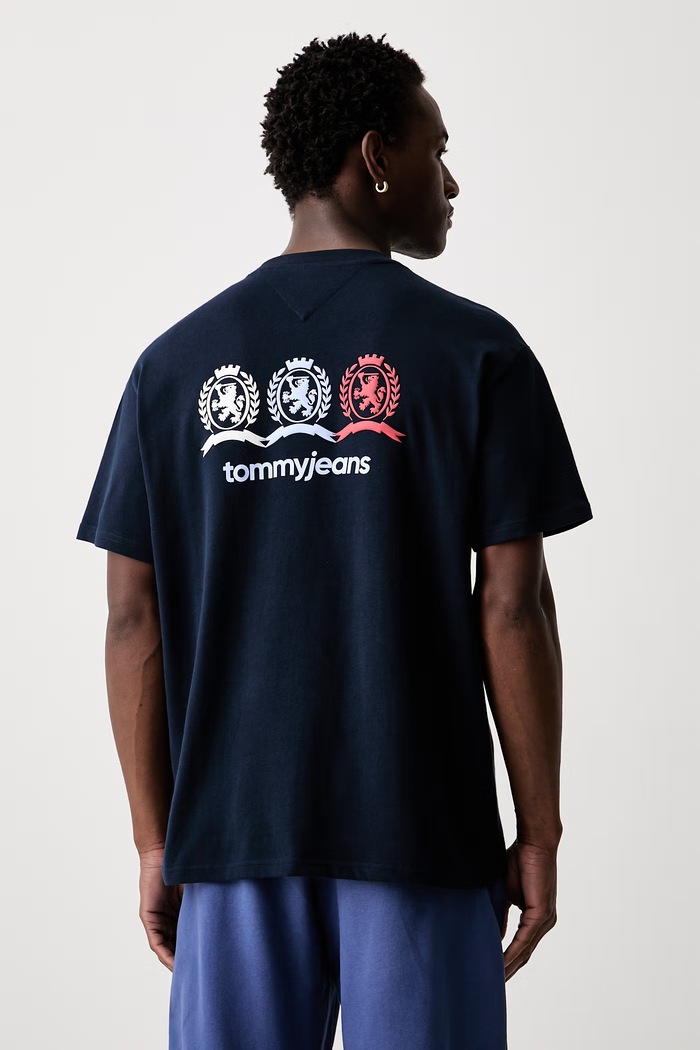 Odzież Tommy Jeans T-shirt męski bawełniany DM0DM23172 granatowy