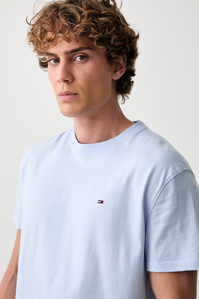 Tommy Jeans Oversize T-shirt ανδρικό βαμβακερό μπλε DM0DM22504