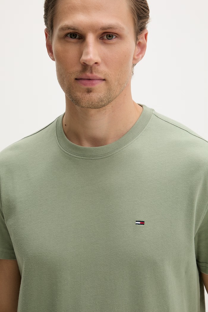 Tommy Jeans T-shirt oversize męski bawełniany zielony DM0DM22504