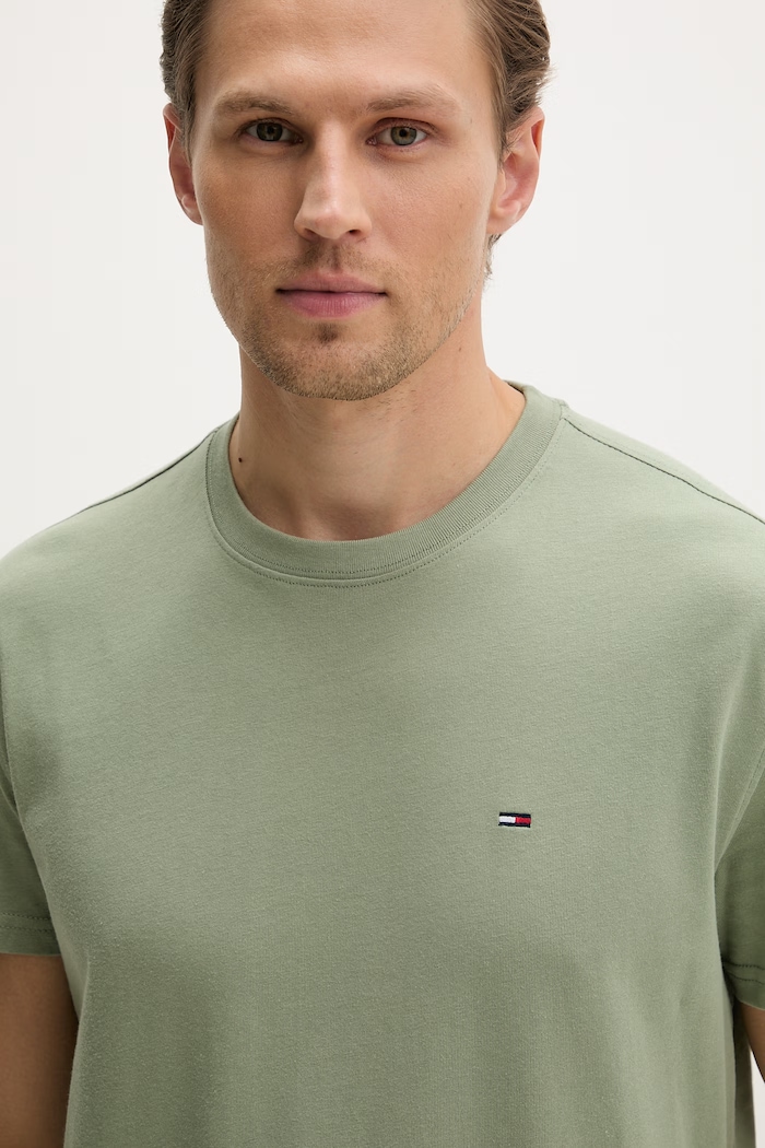 Tommy Jeans T-shirt oversize męski bawełniany zielony DM0DM22504