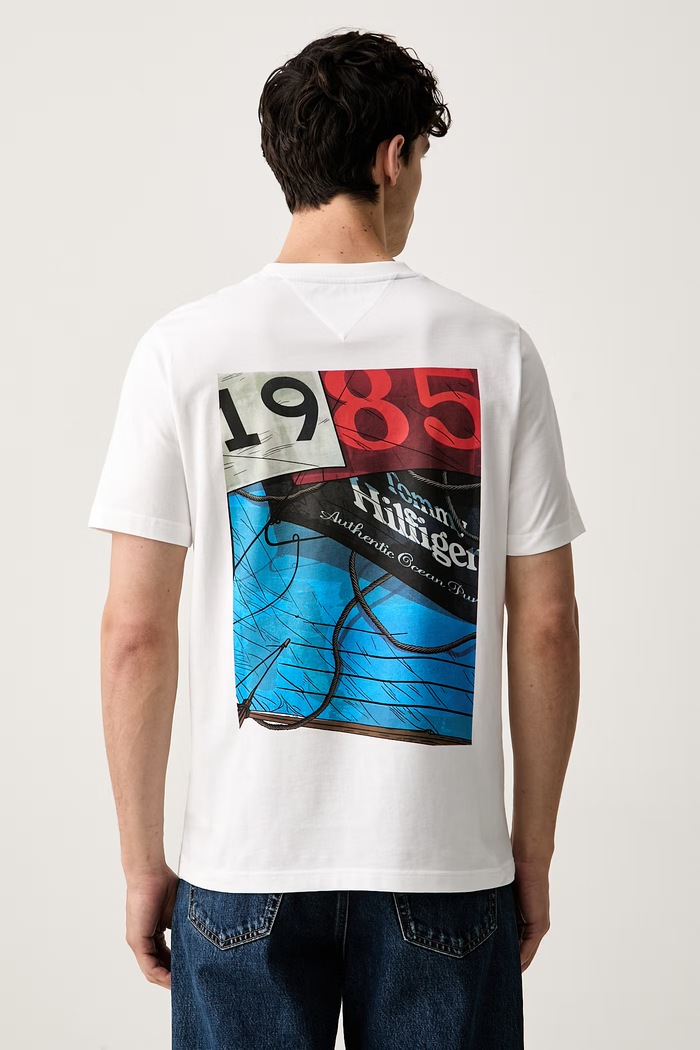 Tommy Hilfiger kratka majica moška bombažna bela MW0MW44258