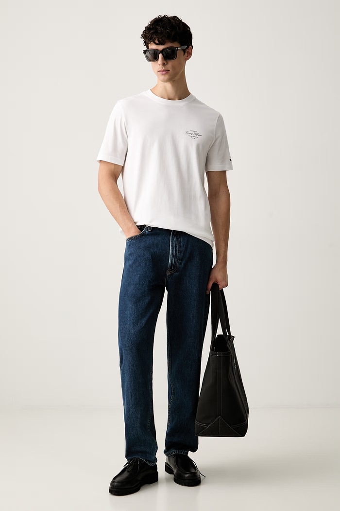 Tommy Hilfiger kratka majica moška bombažna MW0MW44258 bela AW26