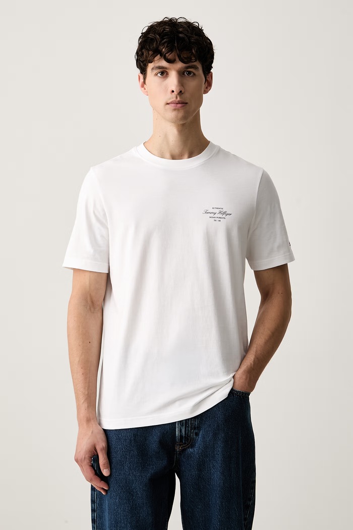 Oblačila Tommy Hilfiger kratka majica moška bombažna MW0MW44258 bela