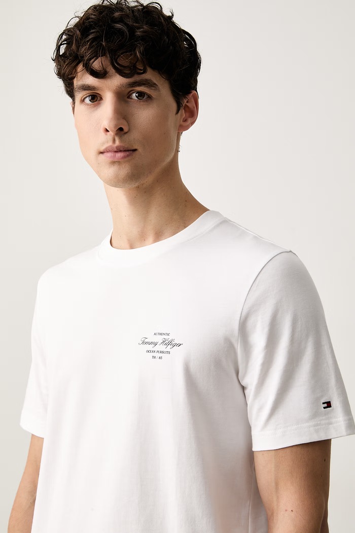 Tommy Hilfiger kratka majica moška bombažna bela MW0MW44258