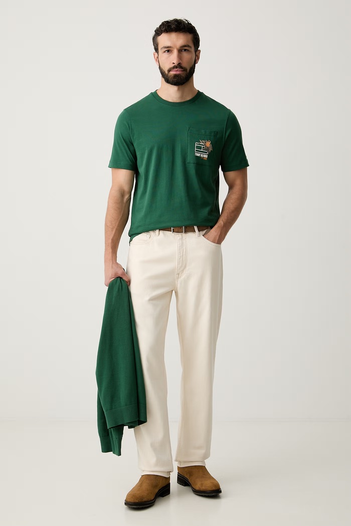 Tommy Hilfiger tričko pánske bavlnené MW0MW44260 zelená AW26