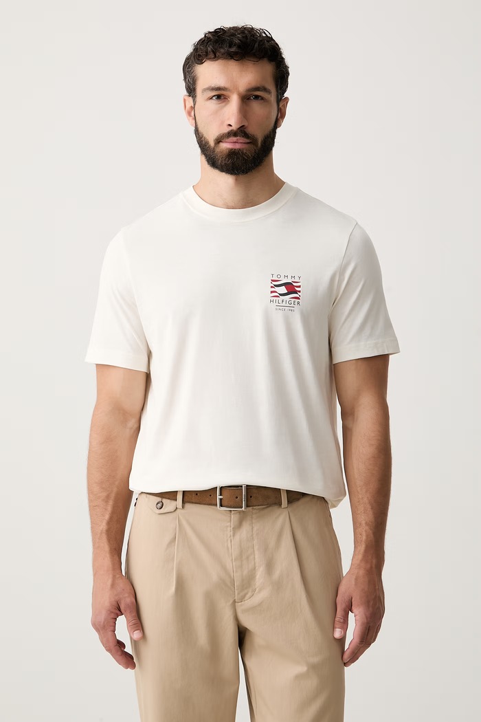 Tommy Hilfiger tričko pánske bavlnené béžová MW0MW43390