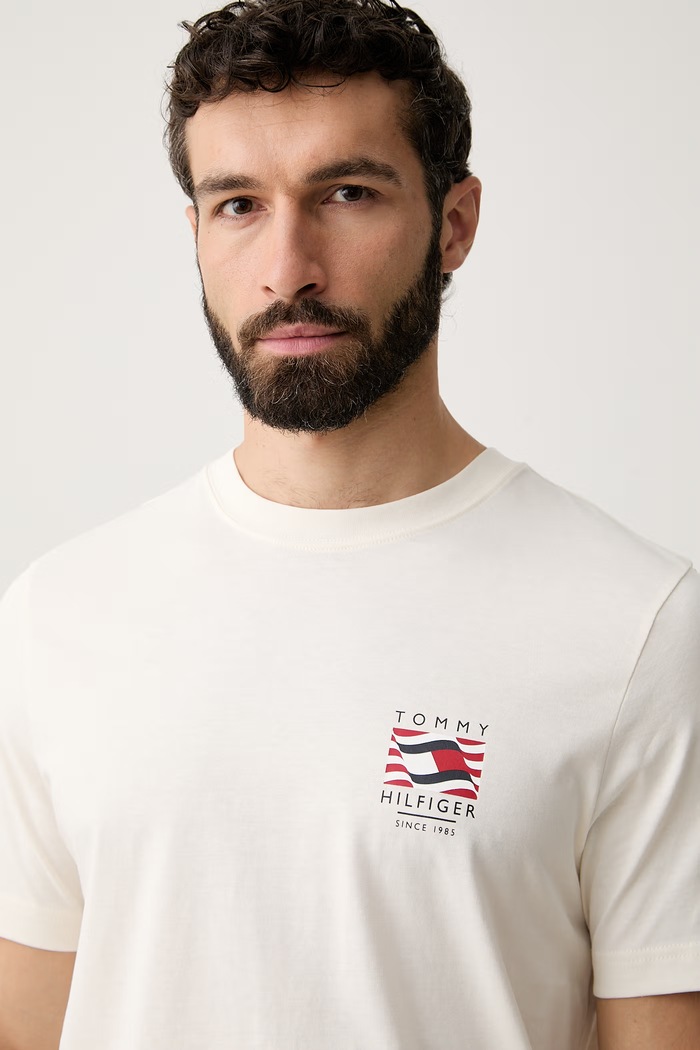 Tommy Hilfiger tričko pánske bavlnené béžová MW0MW43390