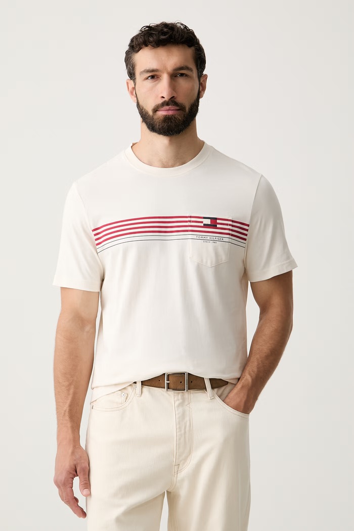 Tommy Hilfiger tričko pánske bavlnené béžová MW0MW43389