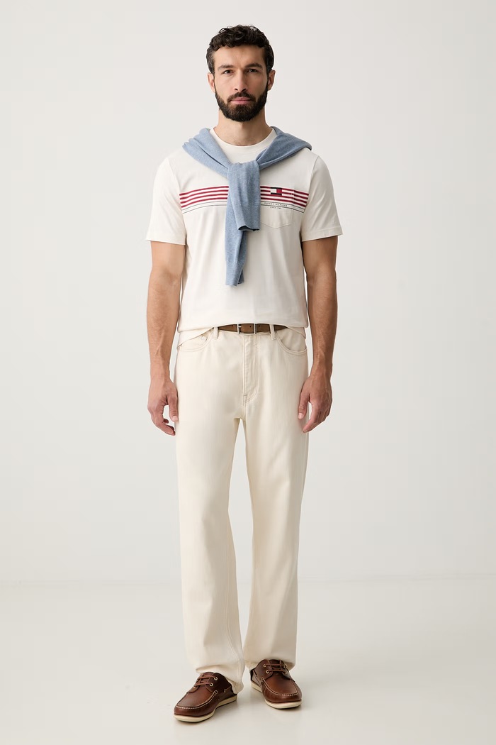 Tommy Hilfiger tričko pánske bavlnené MW0MW43389 béžová AW26
