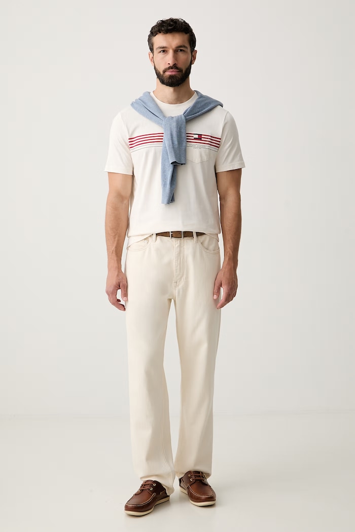 Tommy Hilfiger tričko pánske bavlnené MW0MW43389 béžová AW26