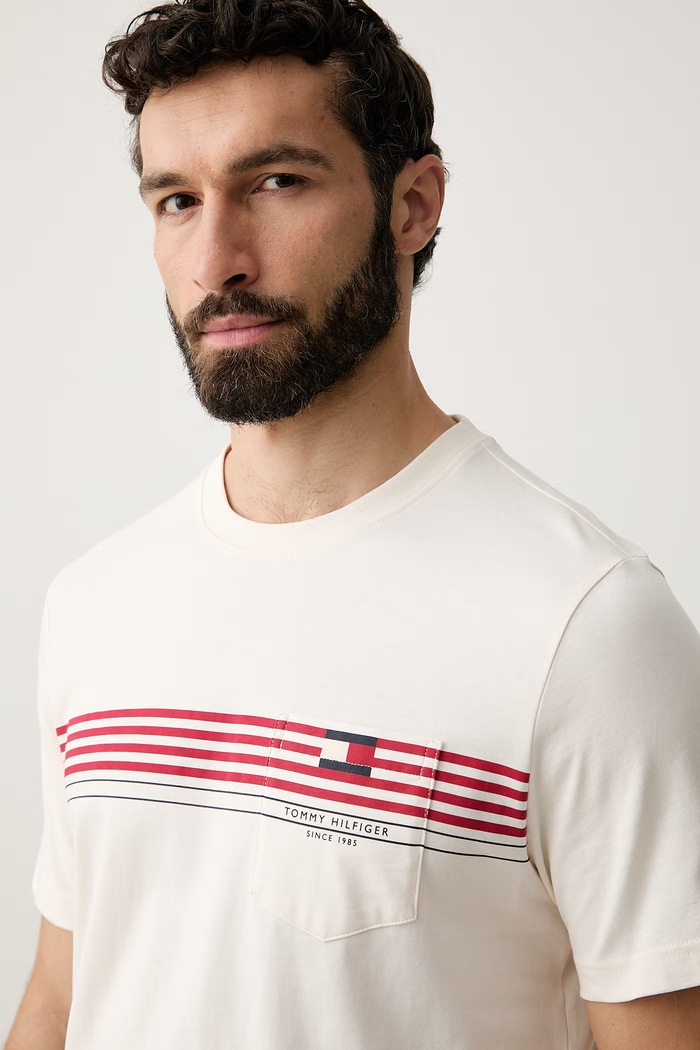 Tommy Hilfiger tričko pánske bavlnené béžová MW0MW43389
