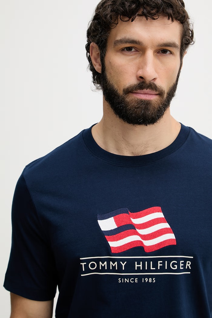 Tommy Hilfiger férfi pamut póló sötétkék MW0MW43387