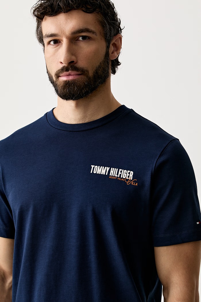 Tommy Hilfiger t-shirt ανδρικό βαμβακερό σκούρο μπλε MW0MW43198