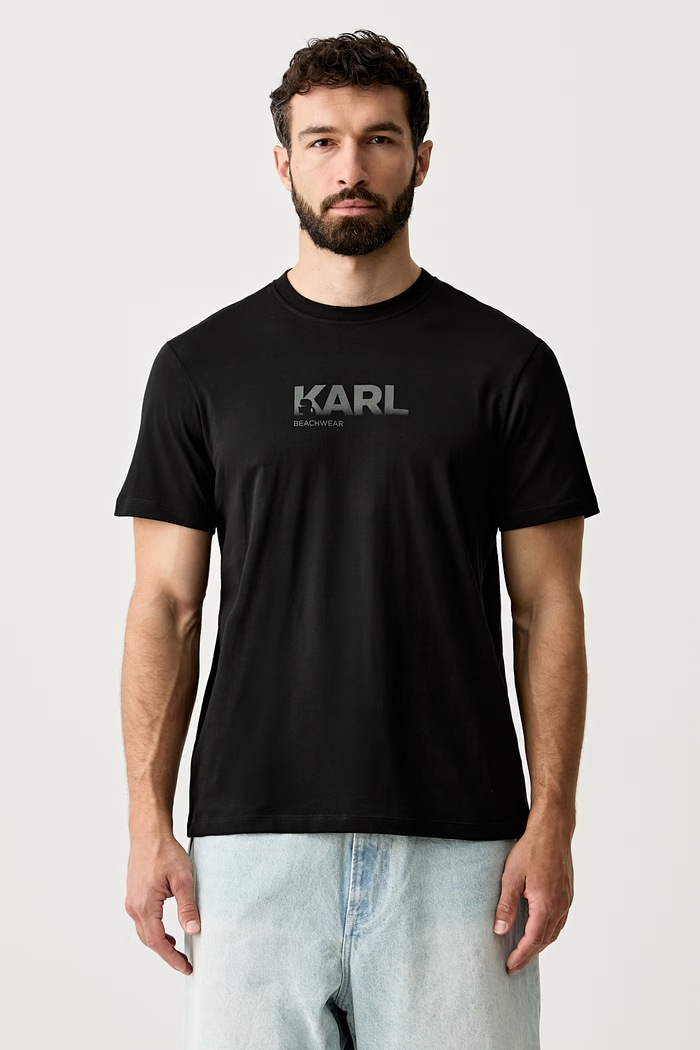 Karl Lagerfeld t-shirt ανδρικό βαμβακερό μαύρο B3M46006