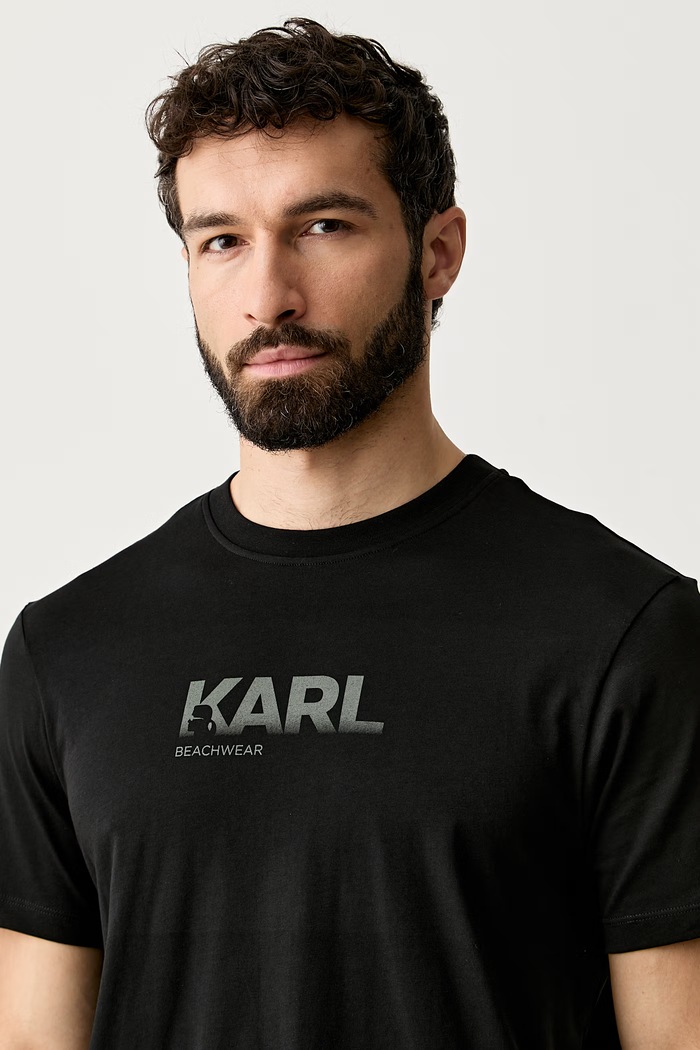 Karl Lagerfeld t-shirt ανδρικό βαμβακερό μαύρο B3M46006