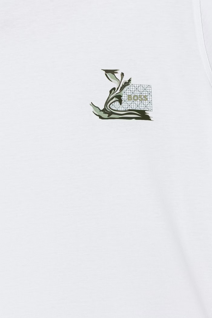 Odzież BOSS Orange T-shirt męski bawełniany Te_Blueprint 50566628 biały