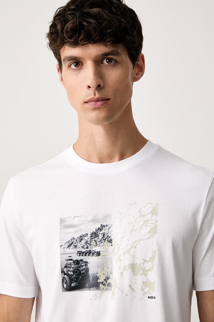 BOSS Orange T-shirt męski bawełniany Te_Motors biały 50566627