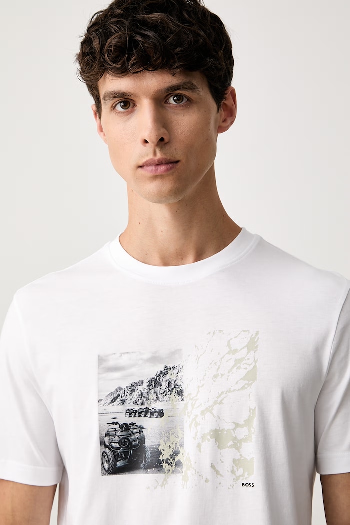 BOSS Orange T-shirt męski bawełniany Te_Motors biały 50566627