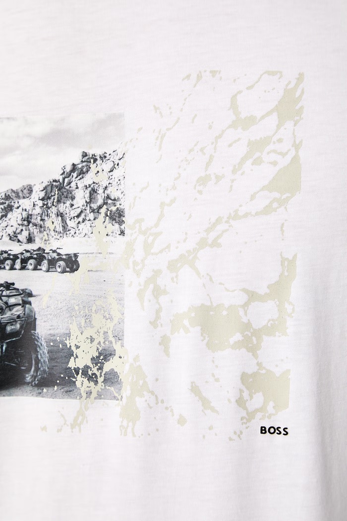 BOSS Orange T-shirt męski bawełniany Te_Motors 50566627 biały