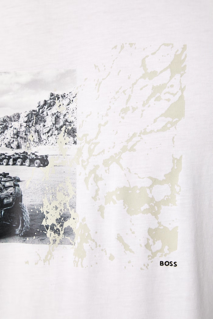 BOSS Orange T-shirt męski bawełniany Te_Motors 50566627 biały