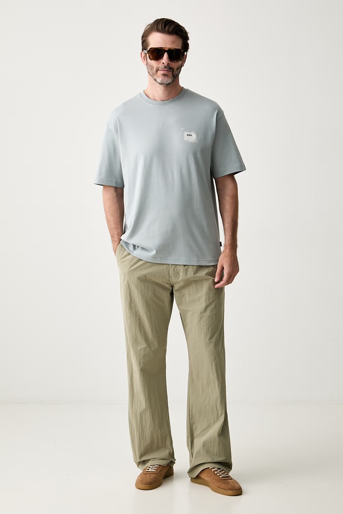 BOSS Orange T-shirt męski bawełniany Te_Frame 50566613 niebieski AW26