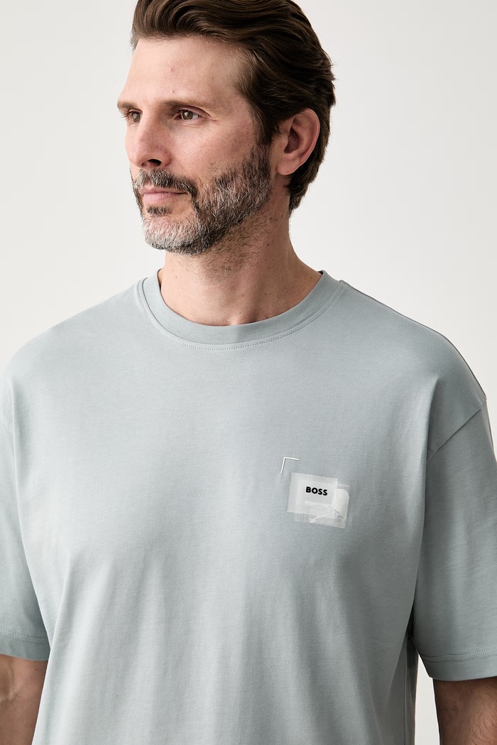 BOSS Orange T-shirt męski bawełniany Te_Frame niebieski 50566613