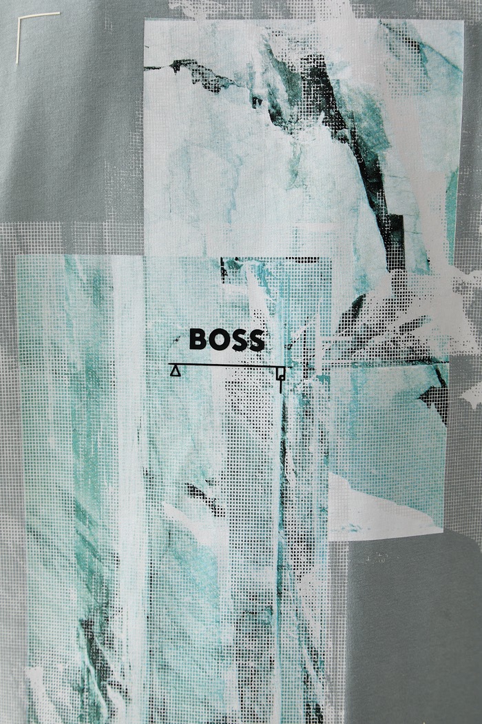 BOSS Orange T-shirt męski bawełniany Te_Frame 50566613 niebieski