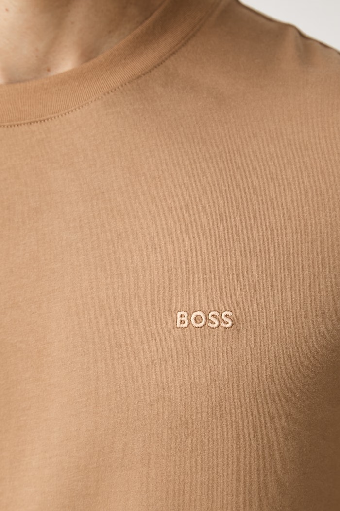 BOSS T-shirt męski bawełniany Thompson 50565995 beżowy
