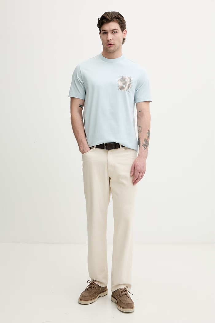 BOSS tričko pánske bavlnené C-Tigerman 50565606 modrá AW26