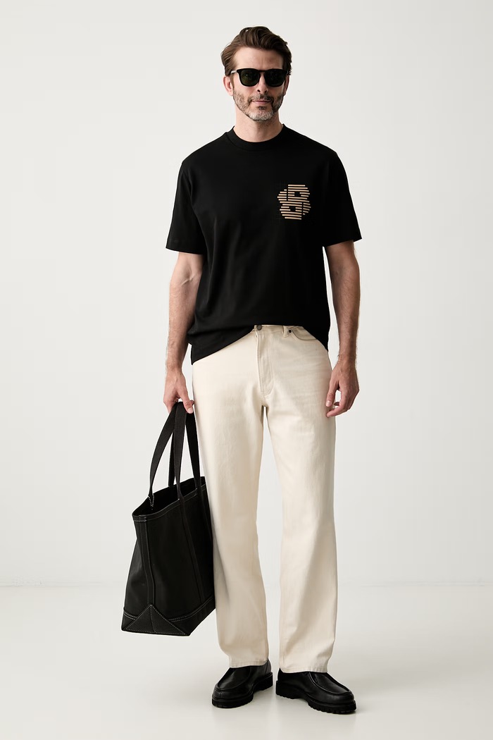 BOSS T-shirt męski bawełniany C-Tigerman 50565606 czarny AW26