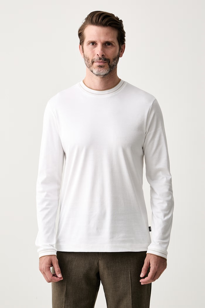 BOSS longsleeve męski bawełniany H-Tenison biały 50565601