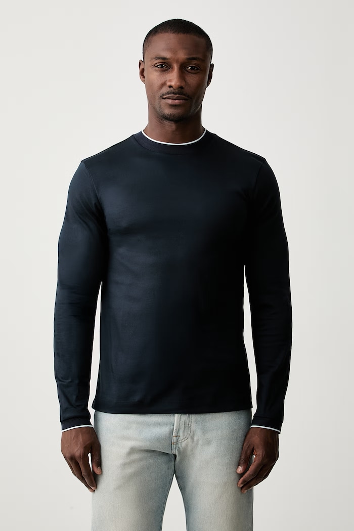 BOSS longsleeve męski bawełniany H-Tenison granatowy 50565601