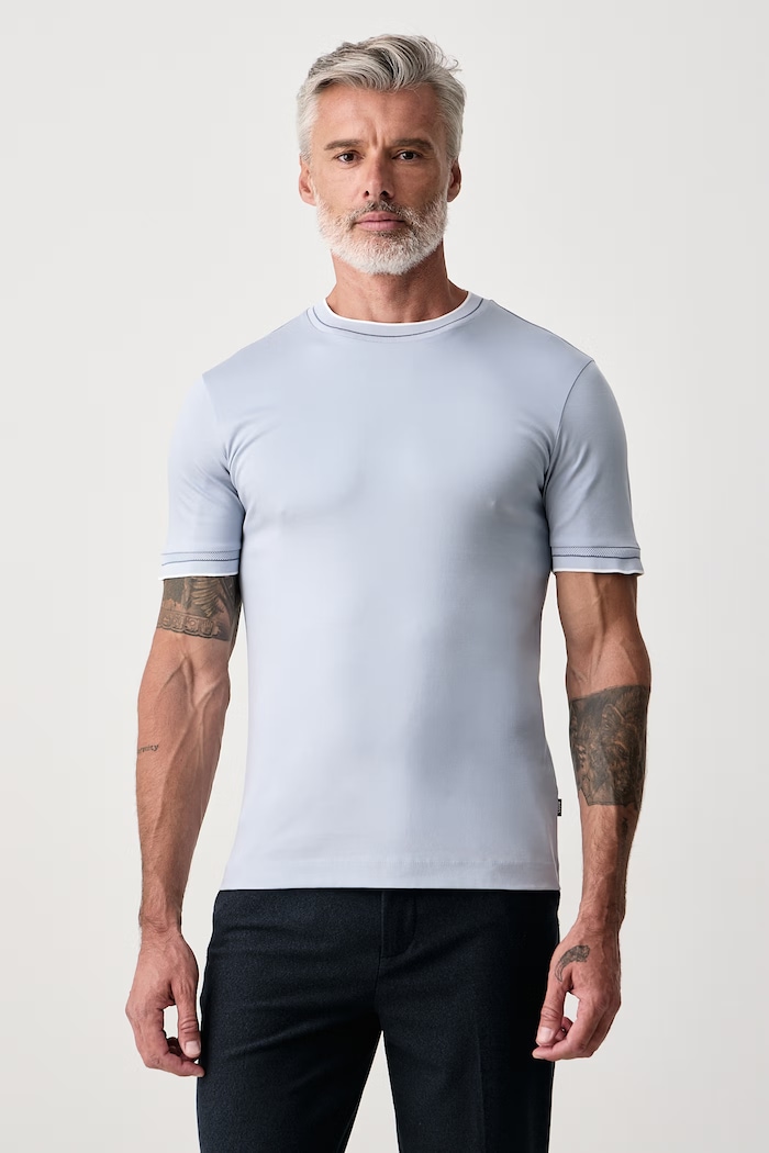 BOSS T-shirt męski bawełniany H-Tessler niebieski 50565570
