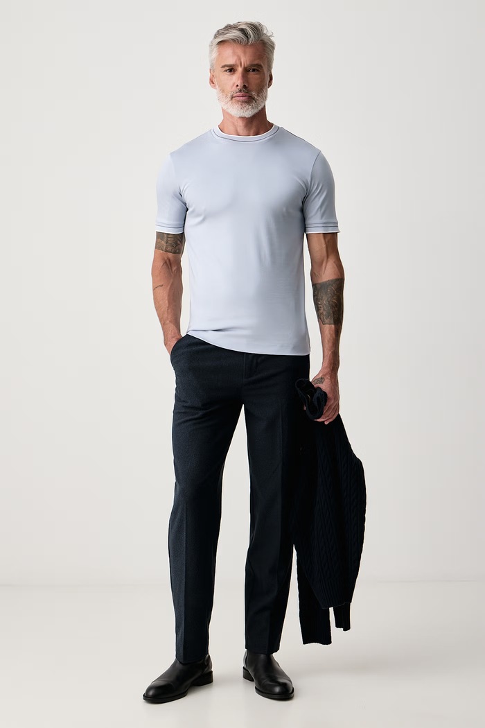 BOSS T-shirt męski bawełniany H-Tessler 50565570 niebieski AW26