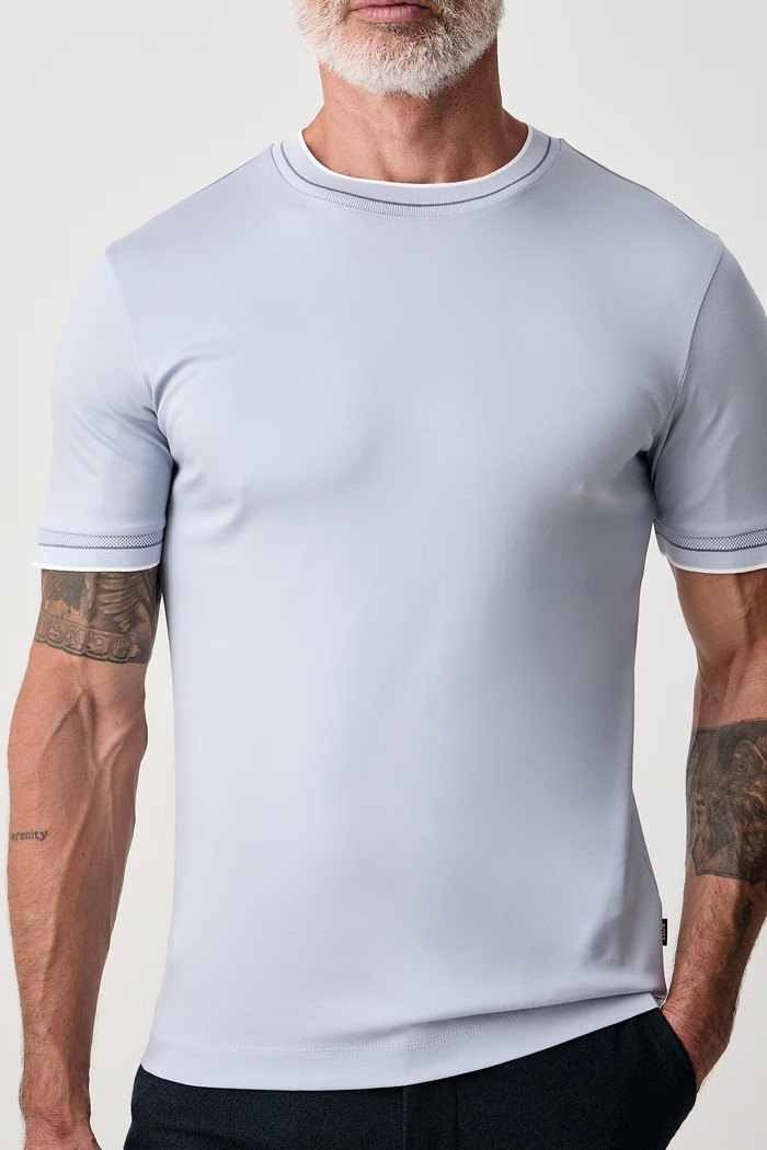 T-shirt męski bawełniany H-Tessler BOSS 50565570 niebieski