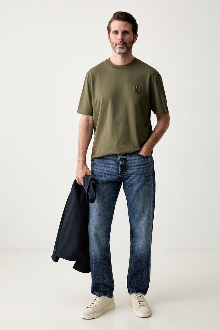 BOSS T-shirt męski bawełniany C-Tames 50565044 zielony AW26