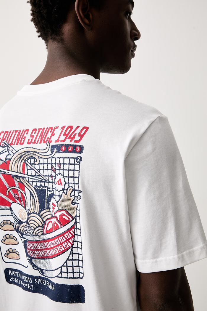 adidas T-shirt męski bawełniany Ramen biały KS5080