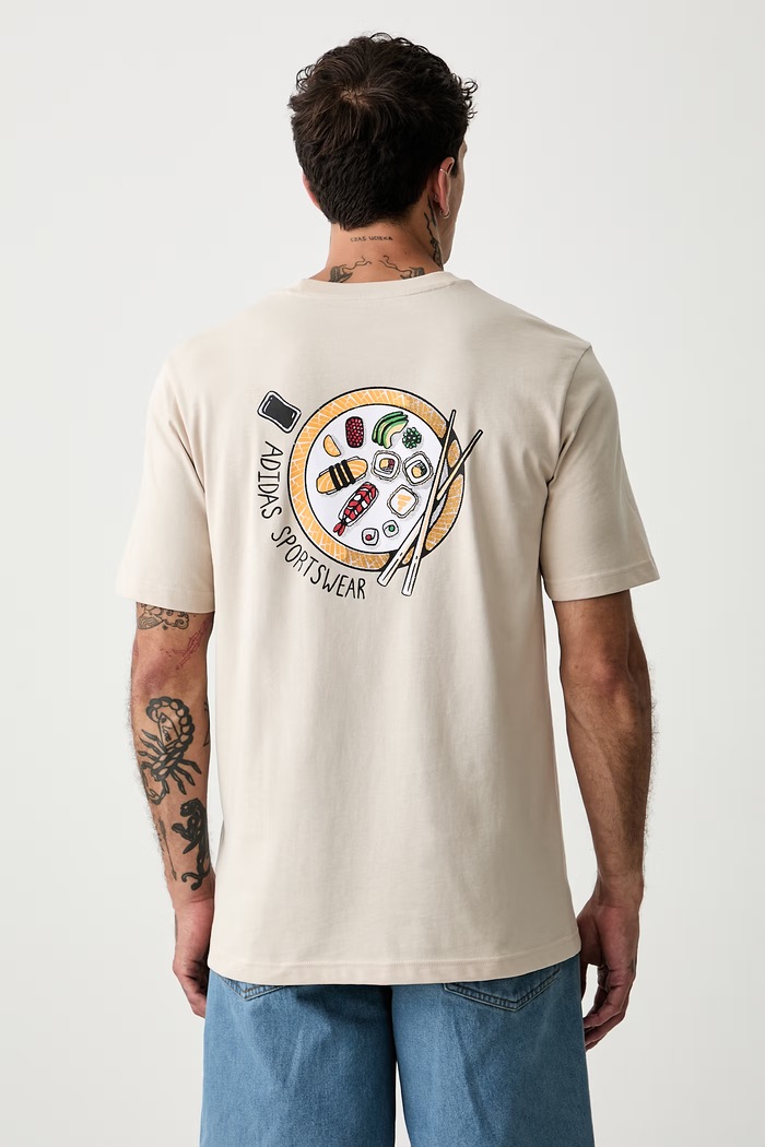 adidas T-shirt męski bawełniany beżowy KT9708