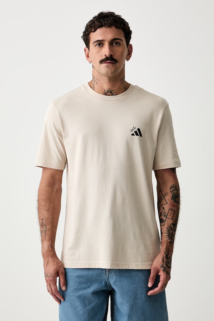 Odzież adidas T-shirt męski bawełniany KT9708 beżowy