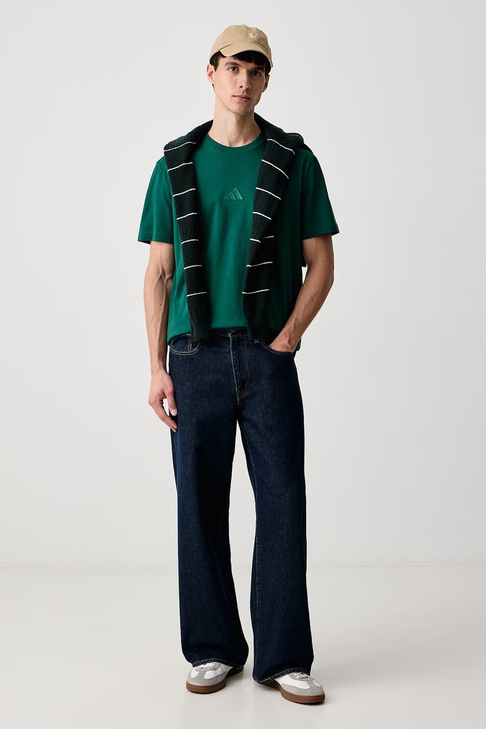 adidas T-shirt męski bawełniany KX1284 zielony AW26