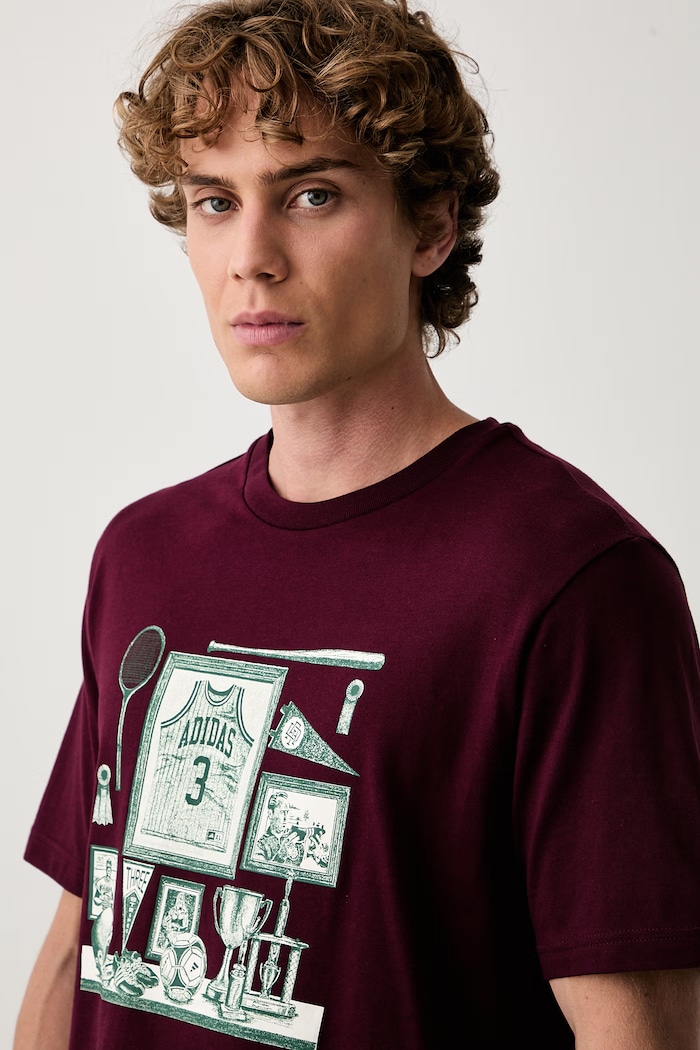 adidas T-shirt męski bawełniany bordowy KS2177