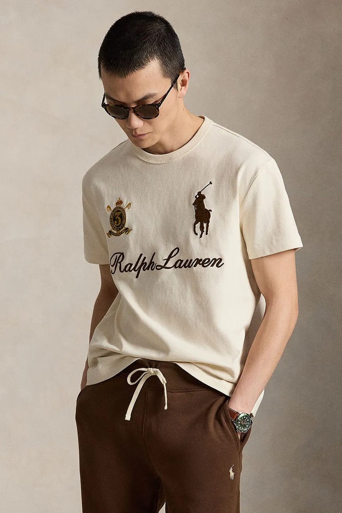 Polo Ralph Lauren t-shirt ανδρικό βαμβακερό μπεζ 710B20010