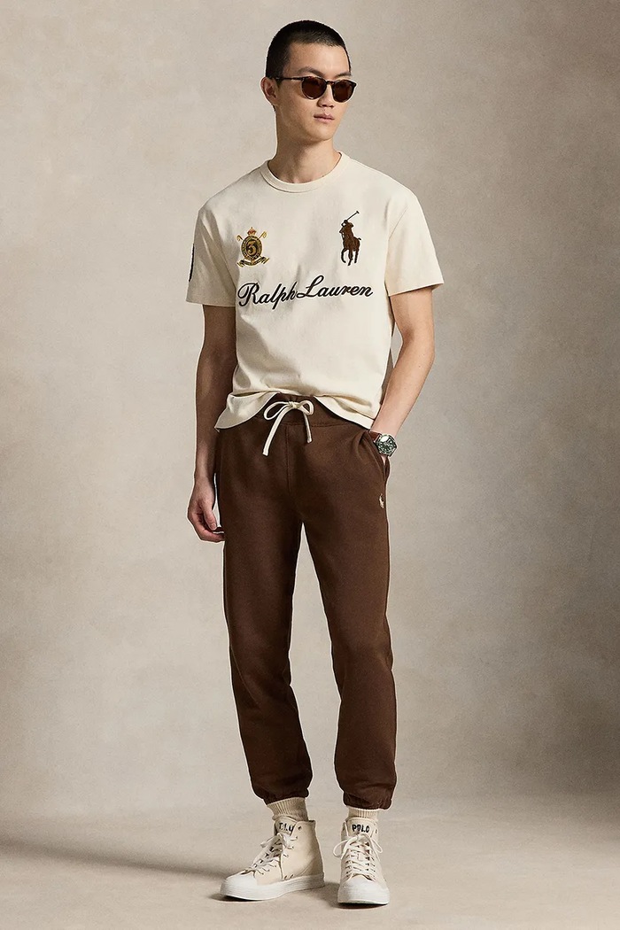 Ρούχα Polo Ralph Lauren t-shirt ανδρικό βαμβακερό 710B20010 μπεζ