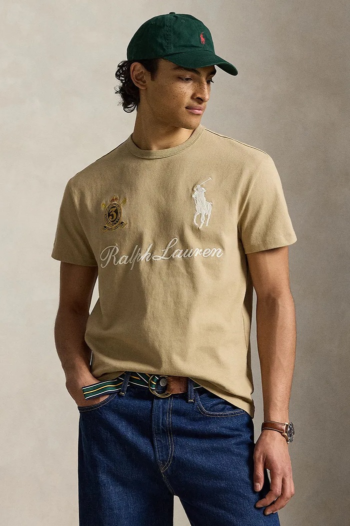 Polo Ralph Lauren t-shirt ανδρικό βαμβακερό καφέ 710B20010