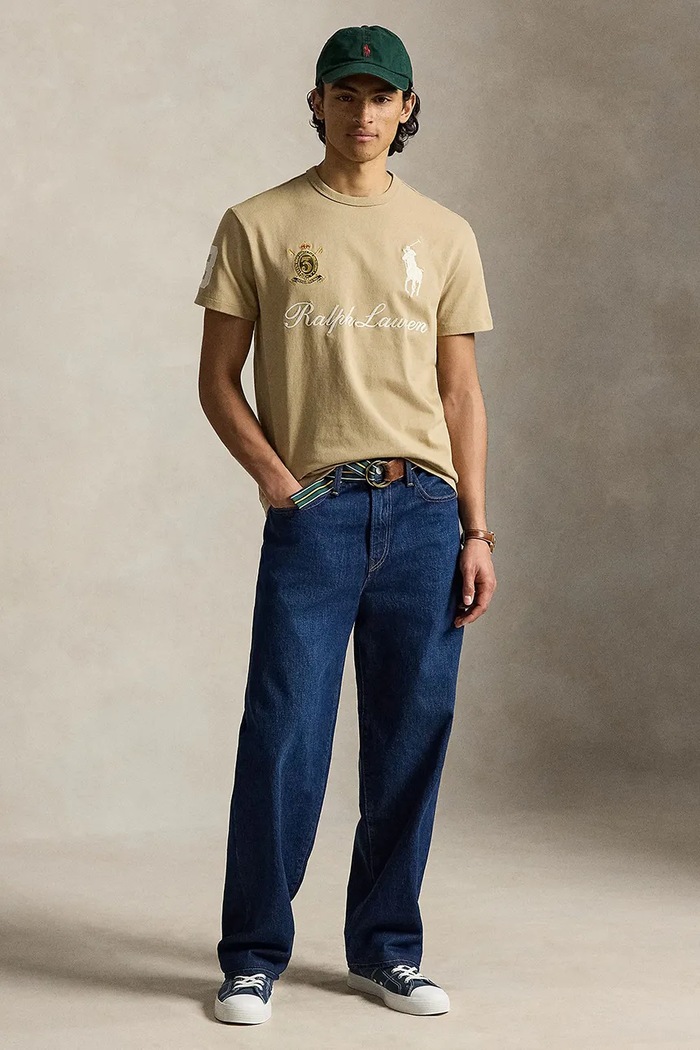 Ρούχα Polo Ralph Lauren t-shirt ανδρικό βαμβακερό 710B20010 καφέ
