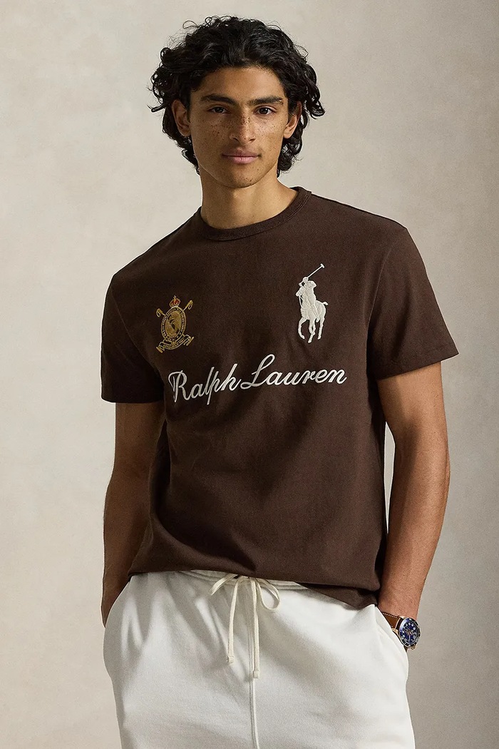 Polo Ralph Lauren t-shirt ανδρικό βαμβακερό καφέ 710B20010